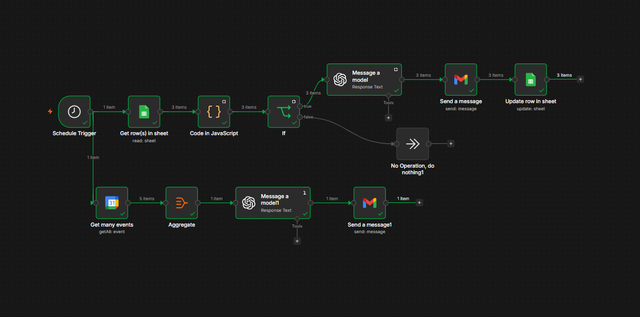 n8n agent workflow screen grab