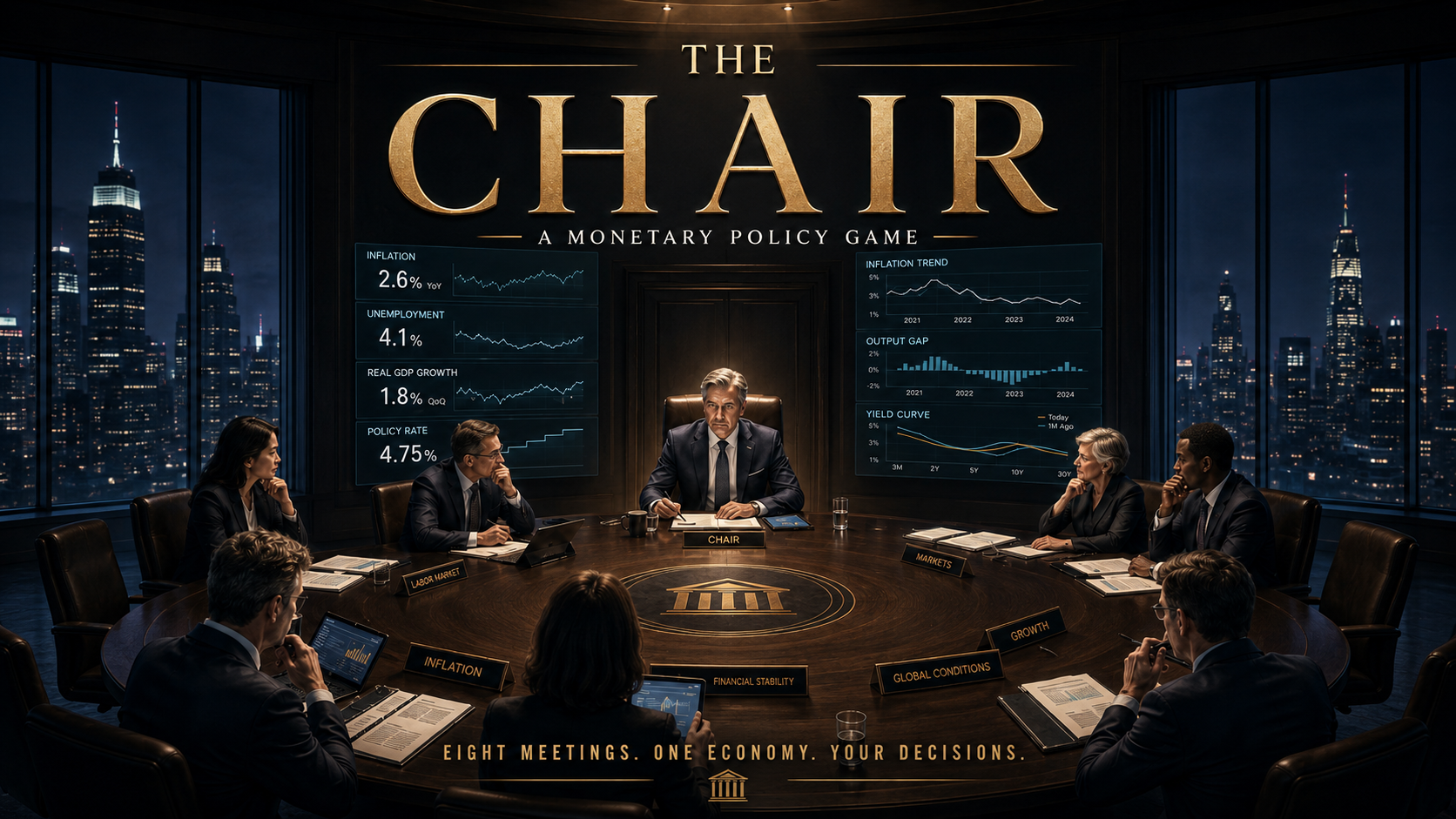 The Chair monetary policy game interface screen grab