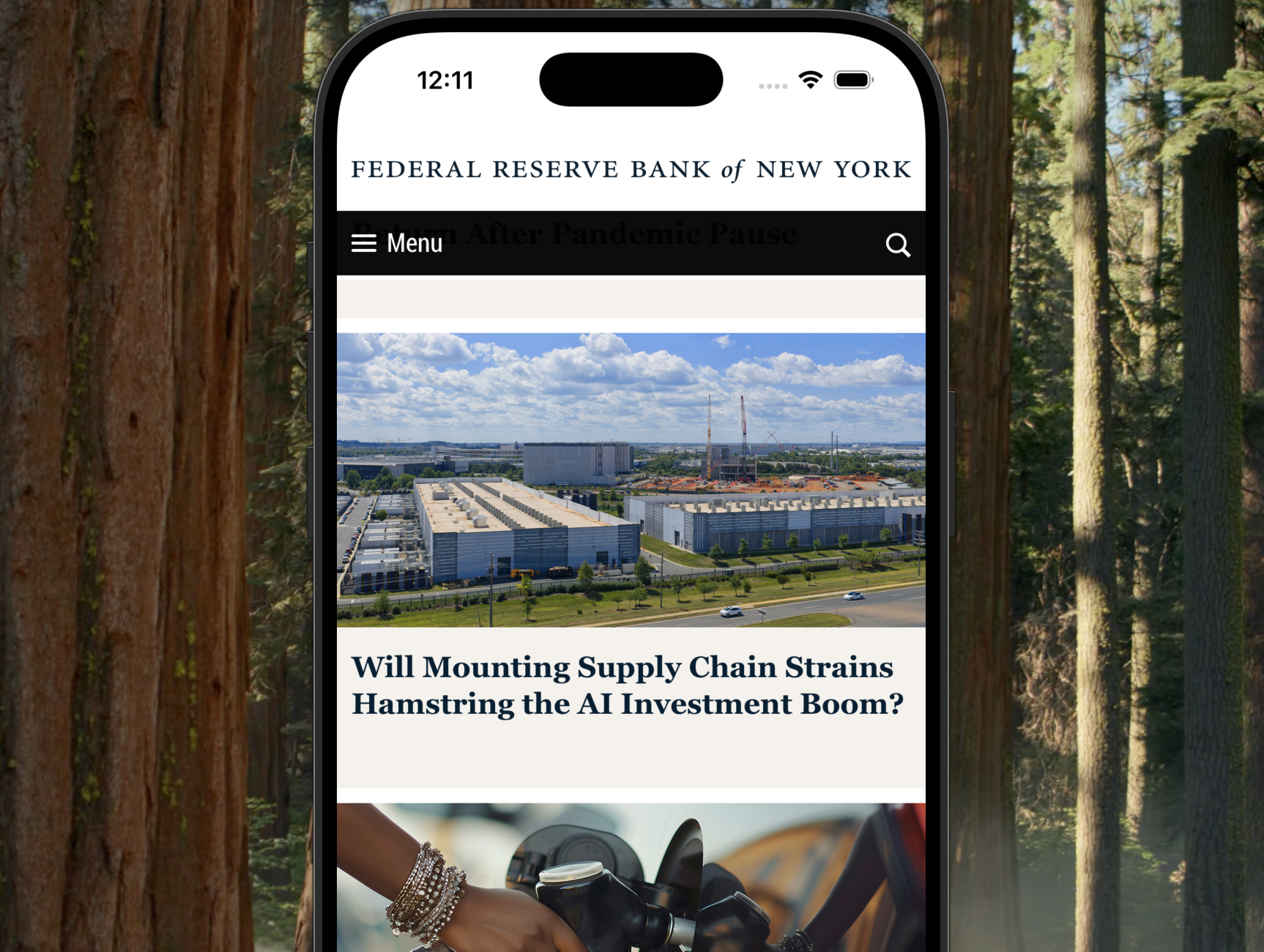 Modernized institutional website mobile screen grab